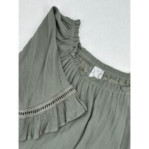 Naif Green Gauze Lined Dress Ruffled Sleeve Lightweight Cottagecore Boho M